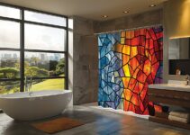 L’art abstrait dans votre salle de bain : rideaux de douche qui métamorphosent l’espace