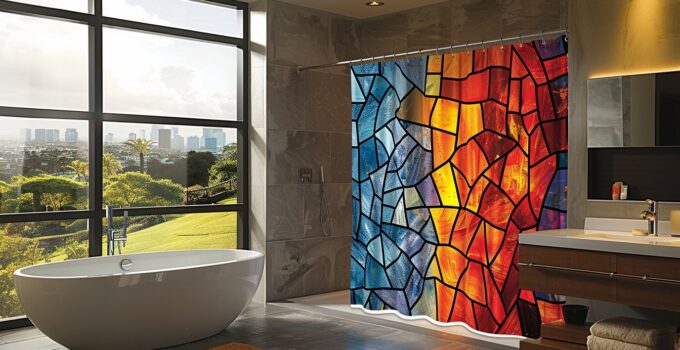L’art abstrait dans votre salle de bain : rideaux de douche qui métamorphosent l’espace